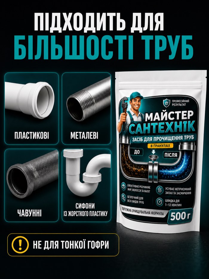 Підходить для більшості труб